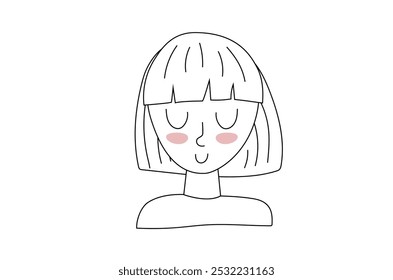 Minimalist doodle of a peaceful face closed eyes