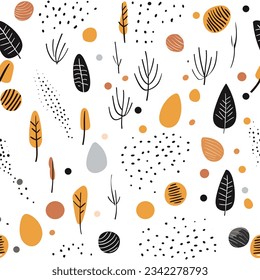 Minimalist doodle seamless pattern. Creative abstract cute trendy style. Texture design modern with basic shapes. Simple kawaii doodle art for print wallpaper, background, fabric, textile.