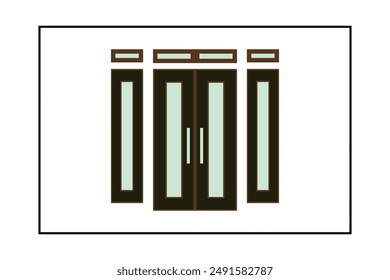 minimalist door and window illustration, simple icon.