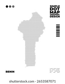 El diseño minimalista de mapas de puntos de Benin se puede usar para elementos de diseño, infografías o educación