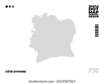 El diseño minimalista de mapas de puntos de Costa de Marfil se puede usar para elementos de diseño, infografías o educación