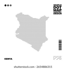 Minimalist dot map of Kenya, use for education, design element or infographic