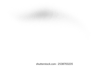 Padrão de meio-tom de onda de ponto minimalista com profundidade e movimento fluido, perfeito para fundos transparentes no marketing de produtos e elementos de design digital