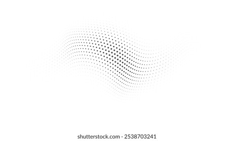 Padrão de meio-tom de onda de ponto minimalista com profundidade e movimento fluido, perfeito para fundos transparentes no marketing de produtos e elementos de design digital