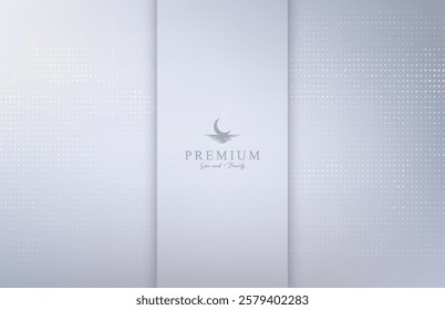 Minimalist dotted grid on a silver gradient background. Futuristic luxury design. 