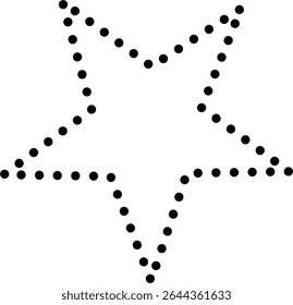 Contour minimaliste en étoile à points sur fond blanc. Simple étoile en pointillés.