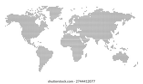 Minimalist Dotted World Map Illustration Digital Pixels Global Geography Graphic Design for Business and Technology