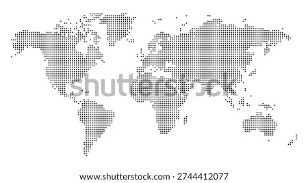 Minimalist Dotted World Map Illustration Digital Pixels Global Geography Graphic Design for Business and Technology