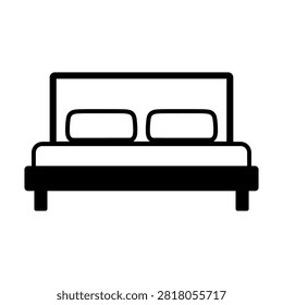 Minimalist double bed with headboard icon