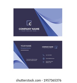 Minimalist Double sided Elegant Blue Business card
