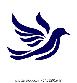 minimalist dove logo isolated in navy blue. stock illustration