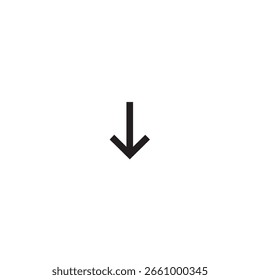 A minimalist down arrow icon on a white background. Perfect for website navigation, user interface design, or any directional signage. Vector graphic is clean and simple.