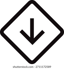Esquema minimalista de flecha hacia abajo para navegación, Descarga y dirección.