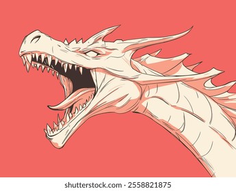 Minimalist Dragon on Red Background Sticker or T-Shirt Design