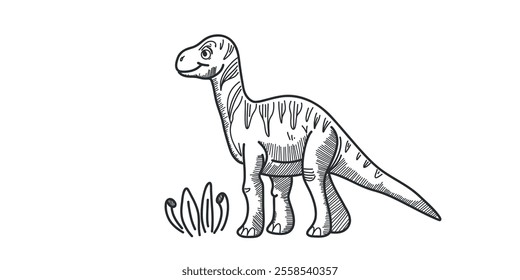 minimalist drawing of a dinosaur in scribble style