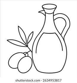 Minimalist drawing of olive oil bottle in continuous line art style for cooking themed art Mediterranean kitchen decor or healthy lifestyle illustrations and organic food visuals