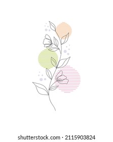 Minimalist drawing sketch flower. Vector stock illustration.