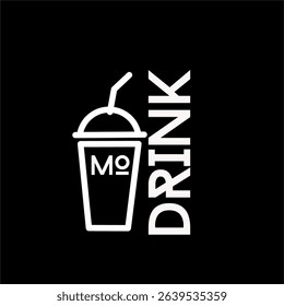 Minimalist drink cup icon with bold typography – perfect for cafe or beverage branding