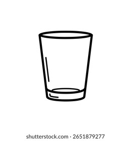 A minimalist drinking glass in a simple, clean outline style. A line art icon of a tumbler for water or other cold beverages.