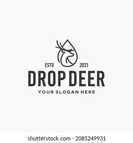 minimalist DROP DEER drip line art logo design