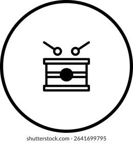 Minimalist Drum Icon Design within a Circular Frame for Graphic Representation