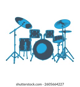 Minimalist Drum Set Illustration Unique Music Art Trendy Design Sellable Graphic 