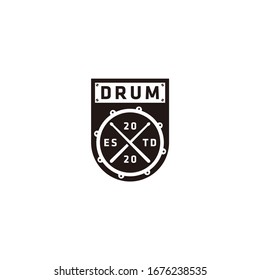 Minimalist drum stick snare badge logo design symbol, icon,graphic,vector.