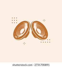 Vector minimalista de doble altavoz con acentos geométricos y destellos