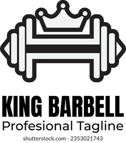 Dumbel minimalista con el logotipo del vector de la corona