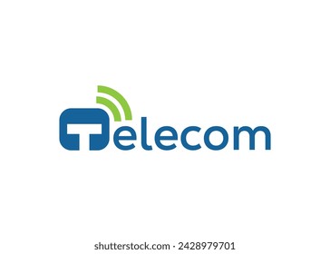 Minimalist dynamic telecom logo design vector template. Modern telecommunication logo