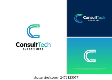 Minimalist E letter line consulting technology logo design concept, accounting tech logo template