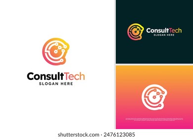 Minimalist E letter line consulting technology logo design concept, accounting tech logo template