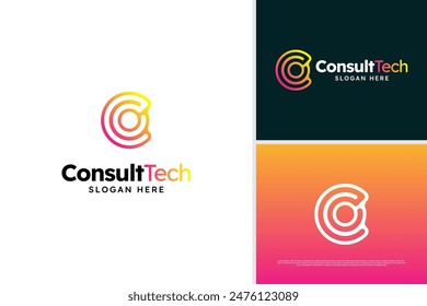 Minimalist E letter line consulting technology logo design concept, accounting tech logo template