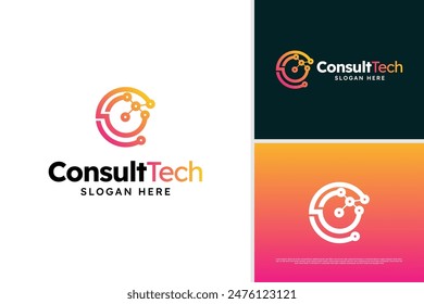 Minimalist E letter line consulting technology logo design concept, accounting tech logo template