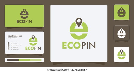Logotipo de letra electrónica minimalista, e pin logotipo creativo abstracto con una plantilla de tarjeta de visita