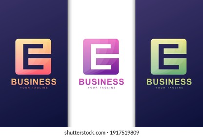 Logo de letra E minimalista en forma cuadrada con concepto abstracto