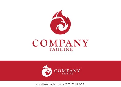 minimalistischer Adler Logo-Ikone Vektor mit Feuer Element im flachen Stil Design