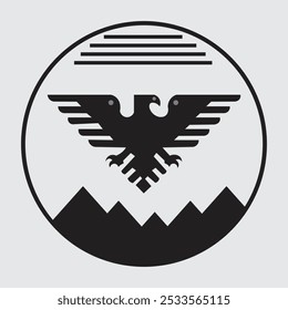 Minimalist Eagle Logo with Mountain Silhouette - Vector Design
