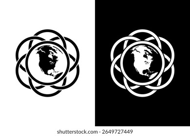 Gráfico terrestre minimalista com círculos entrelaçados