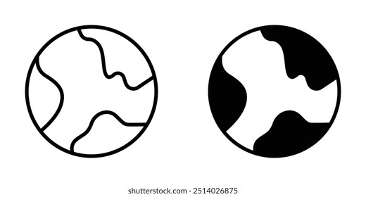 Ilustración minimalista del conjunto de iconos de la tierra - Geografía global, esquema del mapa mundial, arte conceptual ambiental para el Diseño web y el uso educativo