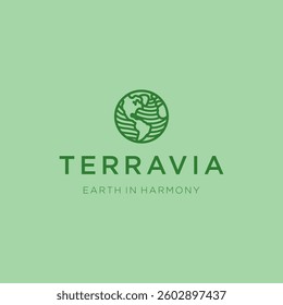 Minimalist Earth Line Art Logo – A clean Earth logo symbolizing nature, sustainability, and unity.