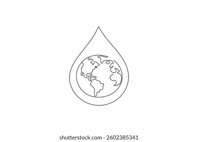 Minimalist earth in water drop life board water sustains the world ecosystems and human life.