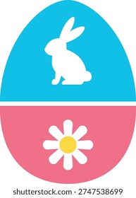 Minimalist Easter Egg with Bunny and Flower Design