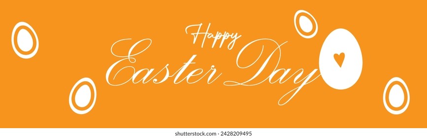 Minimalist easter greeting banner design on orange background