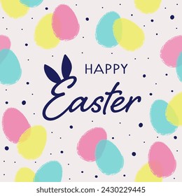 Minimalist Easter greeting card. Background with painted eggs. Vector illustration