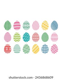 Minimalist Easter Icons Of 18 Colorful Easter Eggs For Easter Sunday