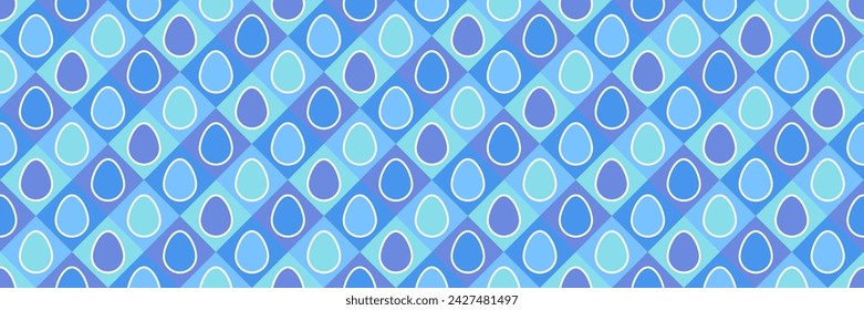 Minimalist Easter seamless pattern with simple eggs. Design of a background for invitation, card and poster. Panoramic header. Vector illustration 
