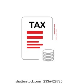 Minimalist easy tax return service, refund concept, annual payment, save money, taxation solution, individual business report prepare, vector line icon and tax filed. 
