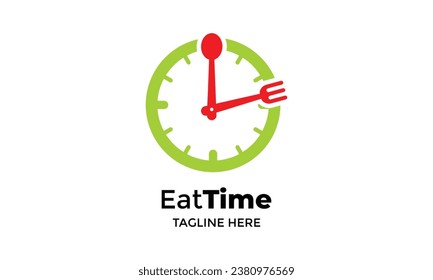 Minimalist eat time concept logo vector for alarm to eat