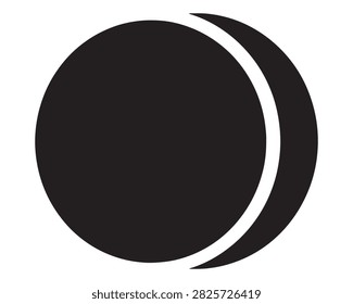 Minimalist eclipse moon phase black and white icon with crescent astronomy celestial minimalist silhouette nighttime astrological astrology universe isolated starlight midnight nightfall